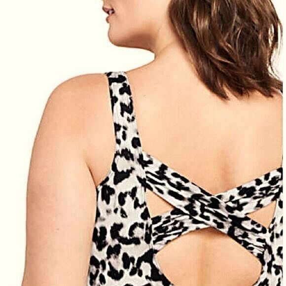 TrimShaper Women's Carmela leopard Underwire crossback one piece swimsuit size 8 - Picture 9 of 16